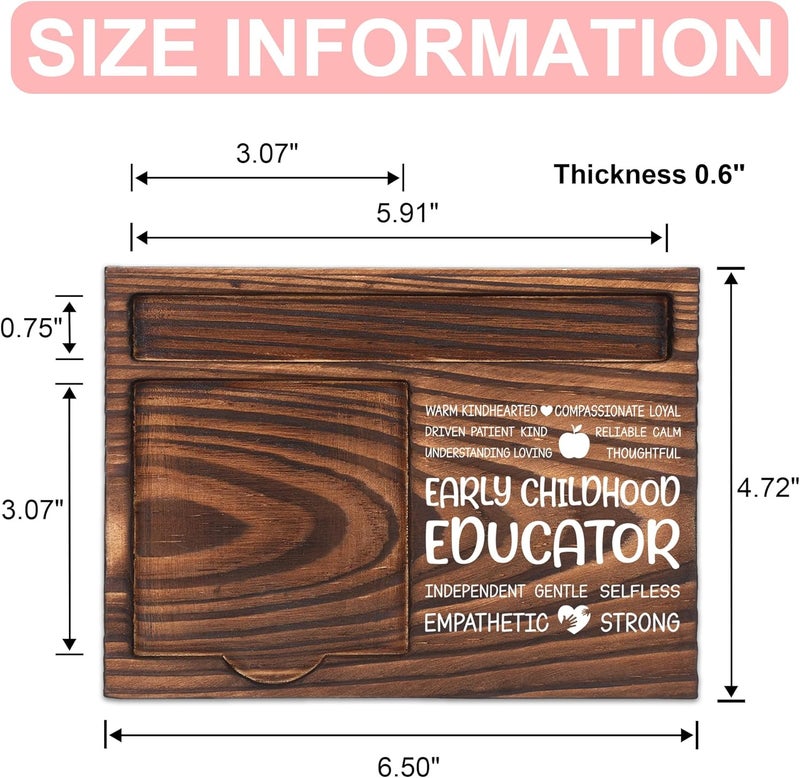 FTONENI Early Childhood Educator Appreciation Gifts, Thank You Gift for Preschool Teacher, Office Decor for Early Childhood Educator, Sticky Note Holder Wooden Notepad & Pen Holder 6.5" x 4.7" - FTA243 - Image 2